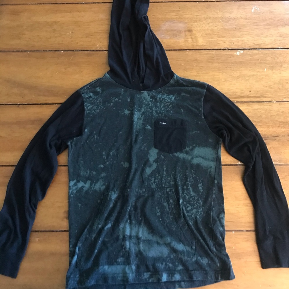 RVCA Black/Green Hooded Long-Sleeve